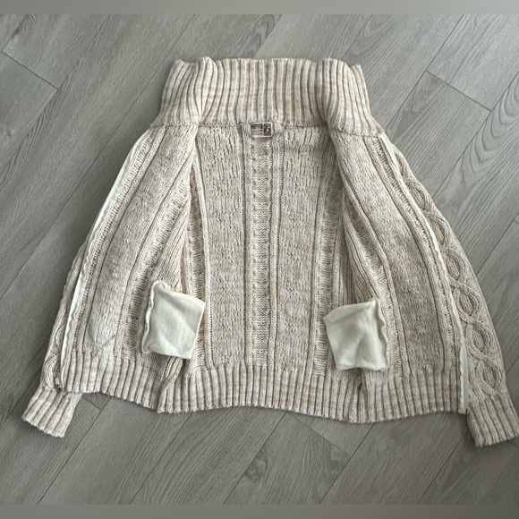 Vintage Mock Neck Cable Knit Zip Up Cardigan - Picture 9 of 11